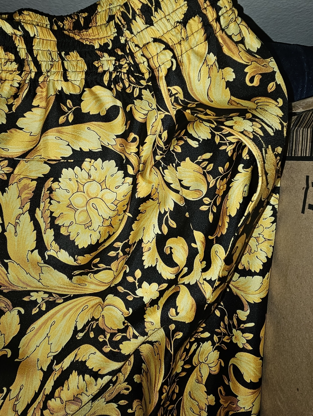 Versace Black and Gold Floral Baroque Shorts - Picture 4 of 4